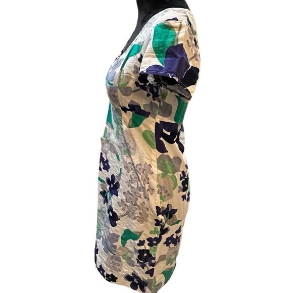 Boden Floral Mini Dress lightweight slim fit 100% cotton unlined sz 4 Petite 4P - Picture 7 of 16